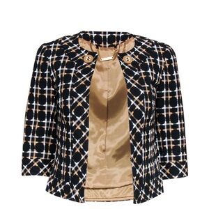 Trina Turk Black and Tan Plaid Blazer